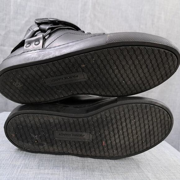 Men Pierre Hardy ES01 Double Strap Leather Black High Top Sneakers Size 38 - Picture 8 of 11
